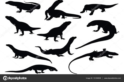 Komodo Dragon Silhouette vector illustration Stock Vector by ...