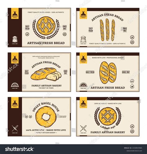 Bakery Labels Packaging Design Templates Baked Stock Vector (Royalty ...