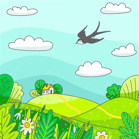 Free Vector | Hand drawn spring landscape