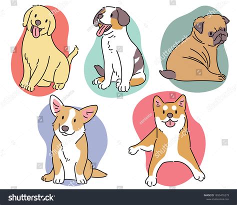 Different Breeds Dogs Hand Drawn Style Stock Vector (Royalty Free ...