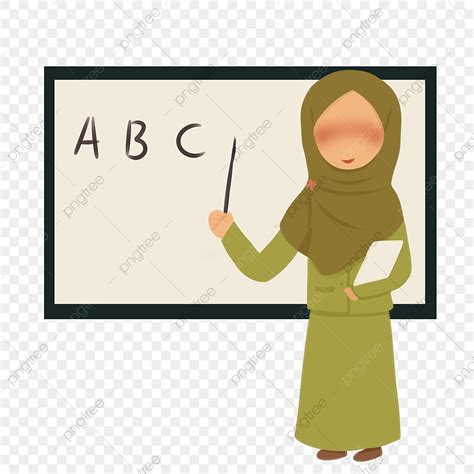 Classroom Teacher Clipart Transparent Background, Muslim Teacher Standing In Front Of Classroom ...