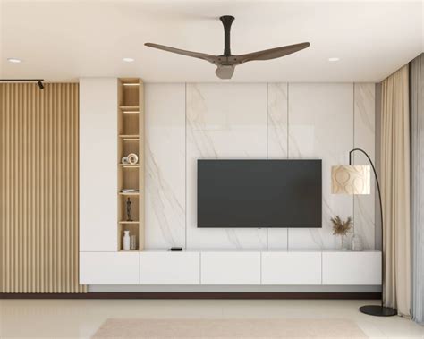 Minimalist TV Unit Design With Profiled Cove Lights | Livspace