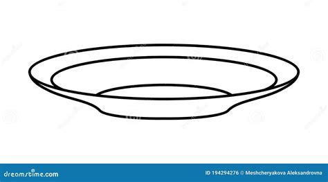 Dibujo Lineal De Un Plato Profundo Sobre Un Fondo Blanco Ilustración ...