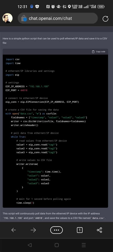 Another ChatGTP example - C#, ModbusTCP and MySQL, Python Ethernet/IP to CSV : r/PLC