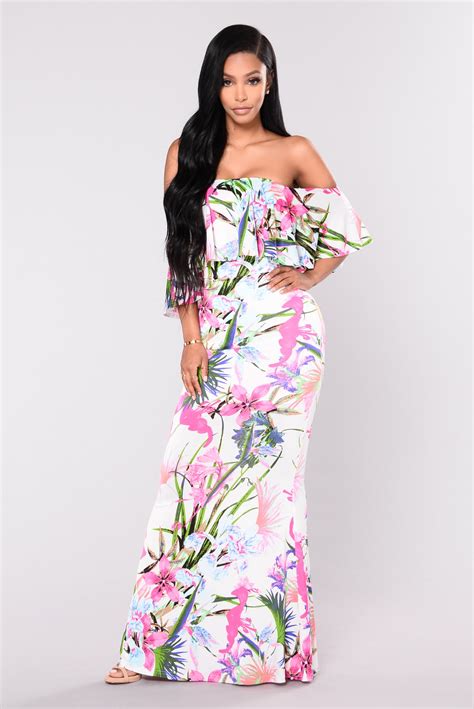 Luau Party Floral Dress - Ivory Multi