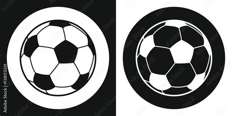 Soccer ball icon. Silhouette soccer ball on a black and white ...