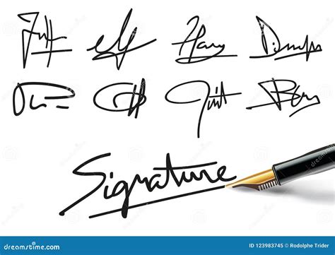 Different Examples of Signature Style Stock Vector - Illustration of check, document: 123983745