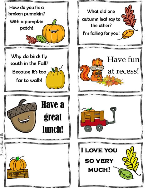 Free Printable Fall Lunchbox Notes for the Kids! | Lunchbox notes for kids, Kids lunch box notes ...