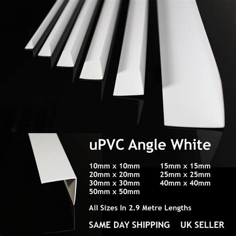 WHITE PLASTIC PVC CORNER 90 DEGREE ANGLE TRIM 2.9 METERS VARIOUS SIZES ...