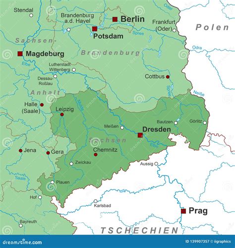 Germany - Map Of Germany - `Sachsen` - High Detailed Stock Photo ...