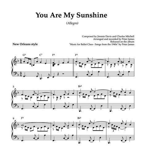 You Are My Sunshine (Allegro) | Sheet Music for Ballet Classes (PDF)