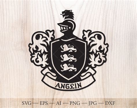 Anglin Family Crest. Coat of Arms Svg. Heraldic Shield With Ermine ...