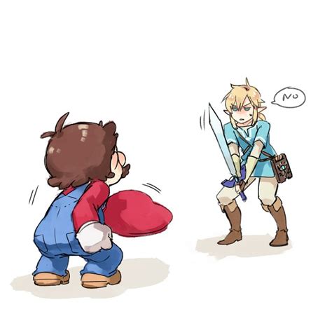 link and mario (the legend of zelda and 3 more) drawn by natsuyon ...