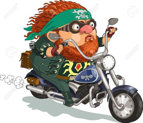 Funny Cartoon. Vector Illustration. Ool Bearded Biker Rides A.. Royalty ...