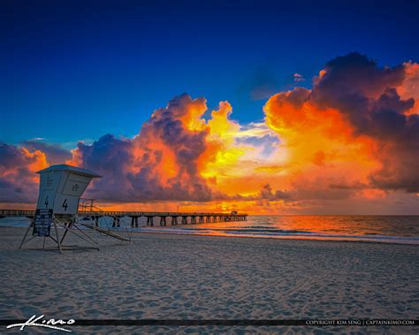 Rain Clouds Illuminate Pompano Beach Pier Square