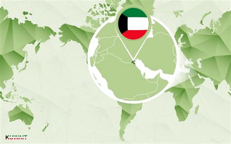 Premium Vector | America centric world map with magnified kuwait map