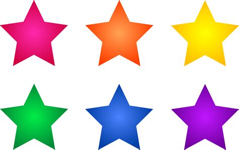 Set of Six Colorful Stars - Free Clip Art