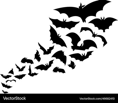 Halloween flying swarm bats horror silhouette Vector Image