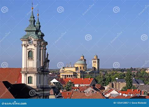 Cathedral and Basilica of Eger Cityscape Stock Image - Image of facade ...