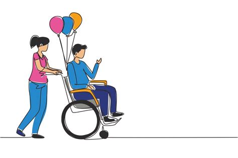 concetto di scena di persone con disabilità di disegno a linea continua ...