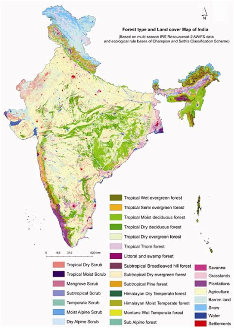 Forest type and land cover map of India. | Download Scientific Diagram ...