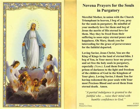 Novena Prayers for the Souls in Purgatory - Paperstock Holy Card | eBay ...