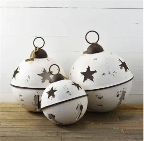 Set of 3 Jumbo Extra Large Christmas Sleigh Bells ~ White