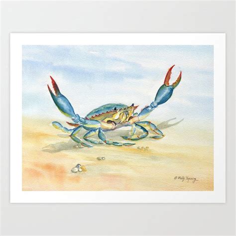 Colorful Blue Crab Art Print by Melly Terpening - X-Small in 2022 ...