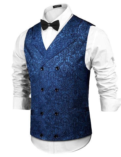 COOFANDY Mens Victorian Vest Steampunk Double Breasted Suit Vest Slim ...