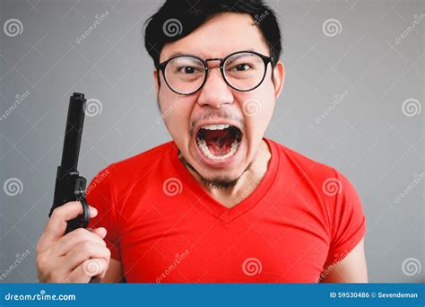 Asian Man With A Gun. Royalty-Free Stock Image | CartoonDealer.com #59530486