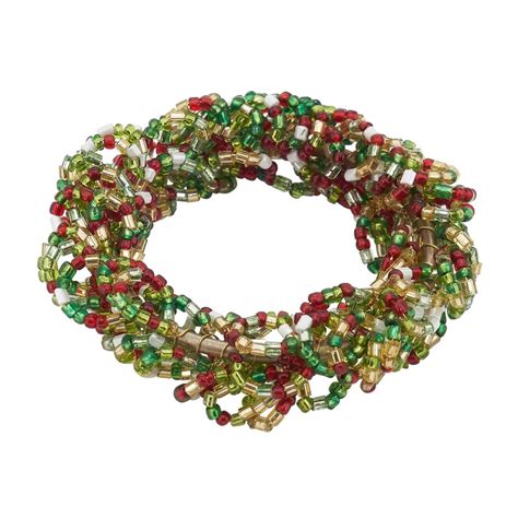 The Holiday Aisle® Beaded Christmas Wreath Design Napkin Ring | Wayfair