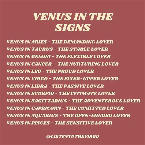 Venus in the signs | Zodiac signs horoscope, Astrology signs, Birth ...