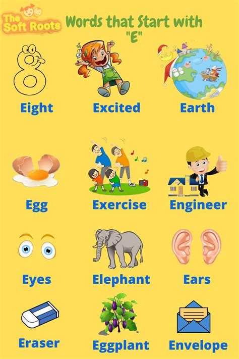 Positive Words that Start with E | Vocabulary Words For Kids Easy | Words that Start with E ...