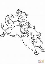 Cowboy Riding Bull In Rodeo coloring Page  Free Printable Coloring Pages sketch template