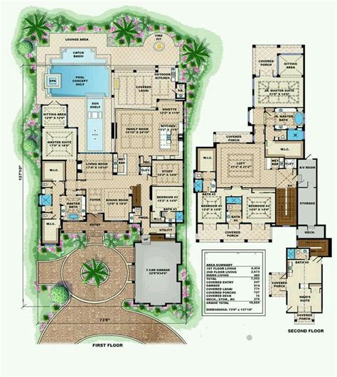 #modernhomeblueprints | Beach house plan, Mansion floor plan, Luxury house plans