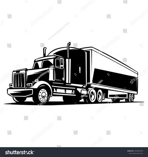 Semi Trailer Truck Vector On Black Stock Vector (Royalty Free) 1834420735