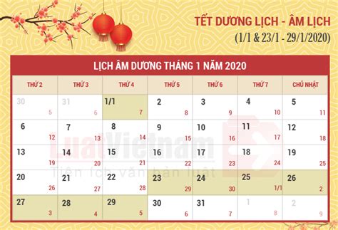 Lịch nghỉ toàn bộ các ngày lễ, tết trong năm 2020