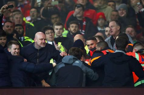 Fans clash at the Manchester United v Liverpool Europa League match ...