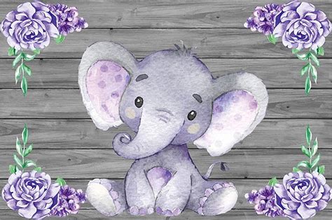 Amazoncom Laeacco Cute Purple Elephant Backdrops ft [] for your ...