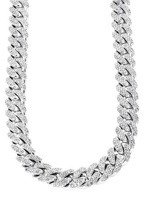 White Gold Iced Out Diamond Miami Cuban Link Chain Customizable (10MM- – FrostNYC