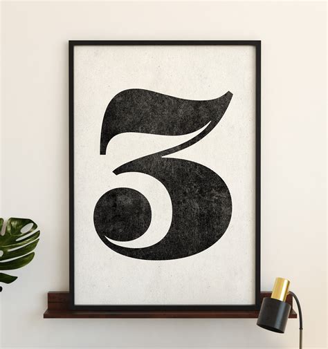 Number 3 sign Number prints PRINTABLE art Black and white | Etsy