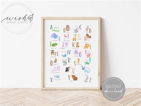 Animal Alphabet Poster Educational Poster Alphabet Wall Art - Etsy