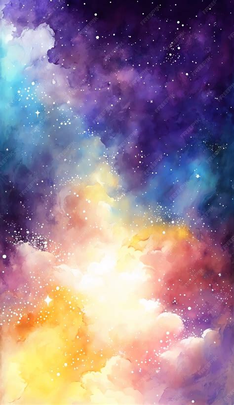 Premium Photo | Colorful watercolor dazzling starry sky wallpaper ...