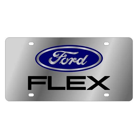 Eurosport Daytona® 1592-1 - Ford Motor Company Polished License Plate with Black Flex Logo and ...