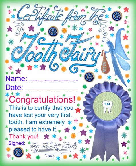 Tooth Fairy Certificate: Award for Losing Your Very First Tooth! | Rooftop Post Printables