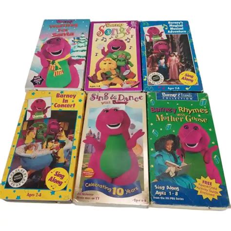 BARNEY VHS LOT Of 6 Musical, Sing and Dance, Mother Goose, Concert ...