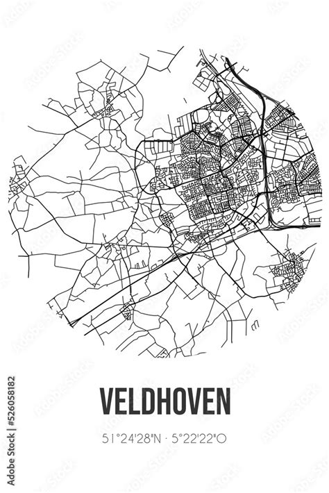 Abstract street map of Veldhoven located in Noord-Brabant municipality ...