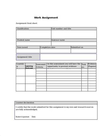 Project Assignment Template - 4+ Free Word, PDF Documents Download