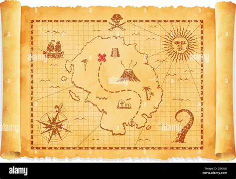 Old pirate treasure map vector illustration Stock Vector Image & Art - Alamy