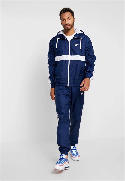 Nike Sportswear M NSW CE TRK SUIT HD WVN - Tracksuit - midnight navy/white/dark blue - Zalando.co.uk